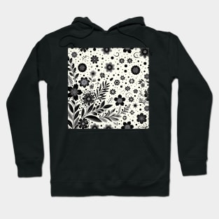 Black and White Floral Hoodie